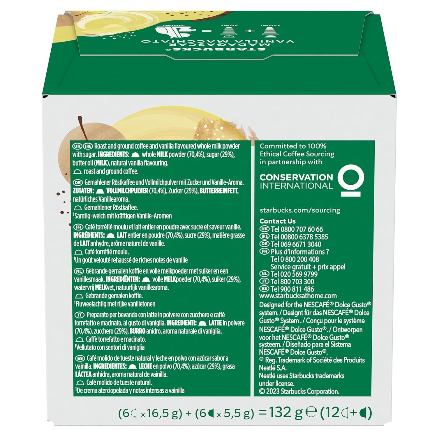 STARBUCKS Vanille Macchiato van Nescafé Dolce Gusto Kaffeekapseln 6 x 12 (72 Kapseln)
