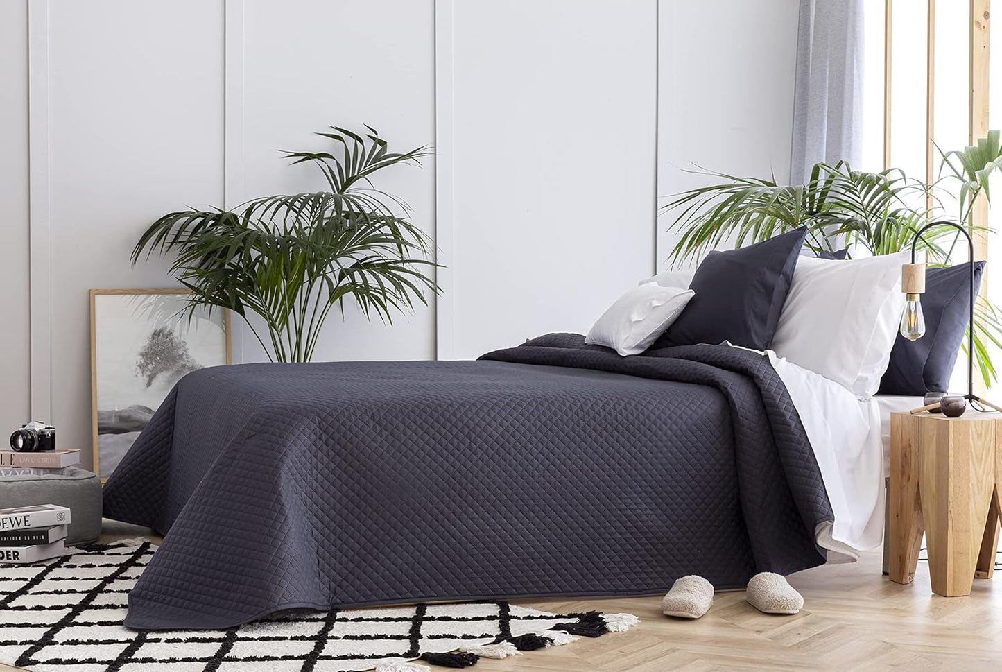 Todocama Fine Boutique Sprei met Ruitpatroon Lente Zomer Herfst Winter 100% Extra Zachte Microvezel Multifunctionele Sprei 105-200 X 260cm Beige Bedden en Dekens Besuche den Todocama-Store Donkergrijs Cama 105 - 200X260Cm