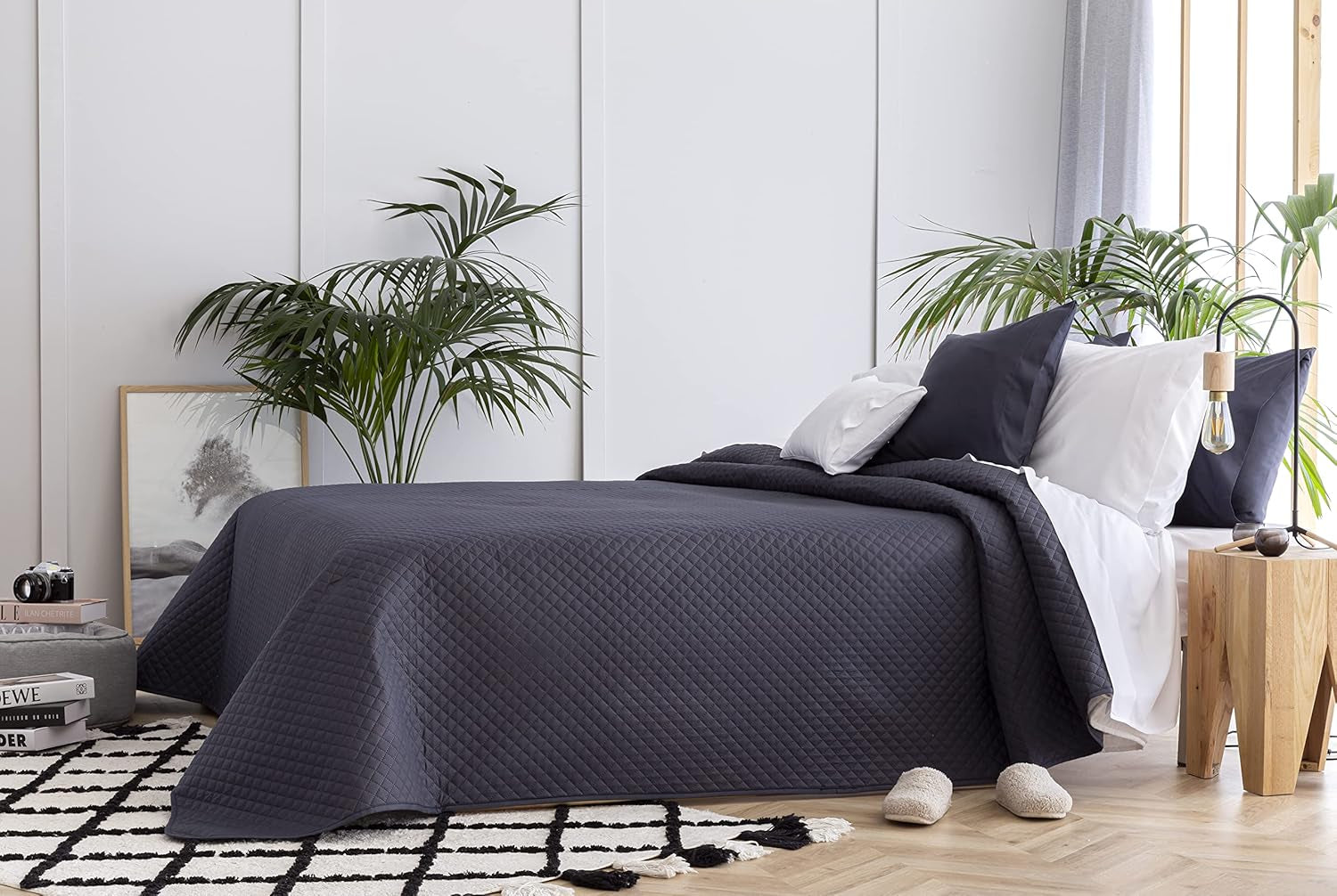 Todocama Fine Boutique Sprei met Ruitpatroon Lente Zomer Herfst Winter 100% Extra Zachte Microvezel Multifunctionele Sprei 105-200 X 260cm Beige Bedden en Dekens Besuche den Todocama-Store Donkergrijs Cama 105 - 200X260Cm