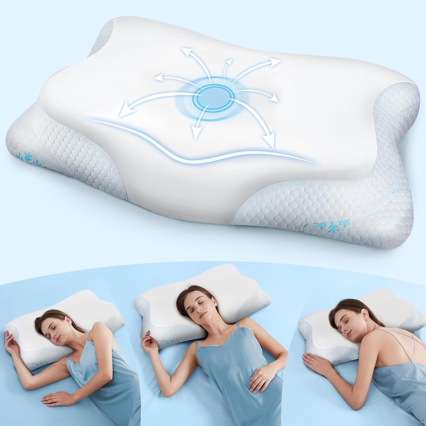 Cloudétoile Nekkussen Memory Foam Kussen - 2 in 1 Ergonomisch Orthopedisch Kussen Visco Foam Kussen Zijslaper Neksteun Kussen In hoogte verstelbaar Memory Foam Kussen Wit 64X38X12 Cm Cervicale Orthopedische Kussens Naty Shop Wit 64X38X12 Cm
