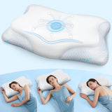 Cloudétoile Nekkussen Memory Foam Kussen - 2 in 1 Ergonomisch Orthopedisch Kussen Visco Foam Kussen Zijslaper Neksteun Kussen In hoogte verstelbaar Memory Foam Kussen Wit 64X38X12 Cm Cervicale Orthopedische Kussens Naty Shop Wit 64X38X12 Cm