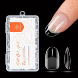 Modelones nageltips 216 stuks - volledige dekking nageltips set, zachte gel tips set, pre-polijsten PMMA hars nageltips, doe-het-zelf lijm op nail art kunstnagels, korte amandelen XS
