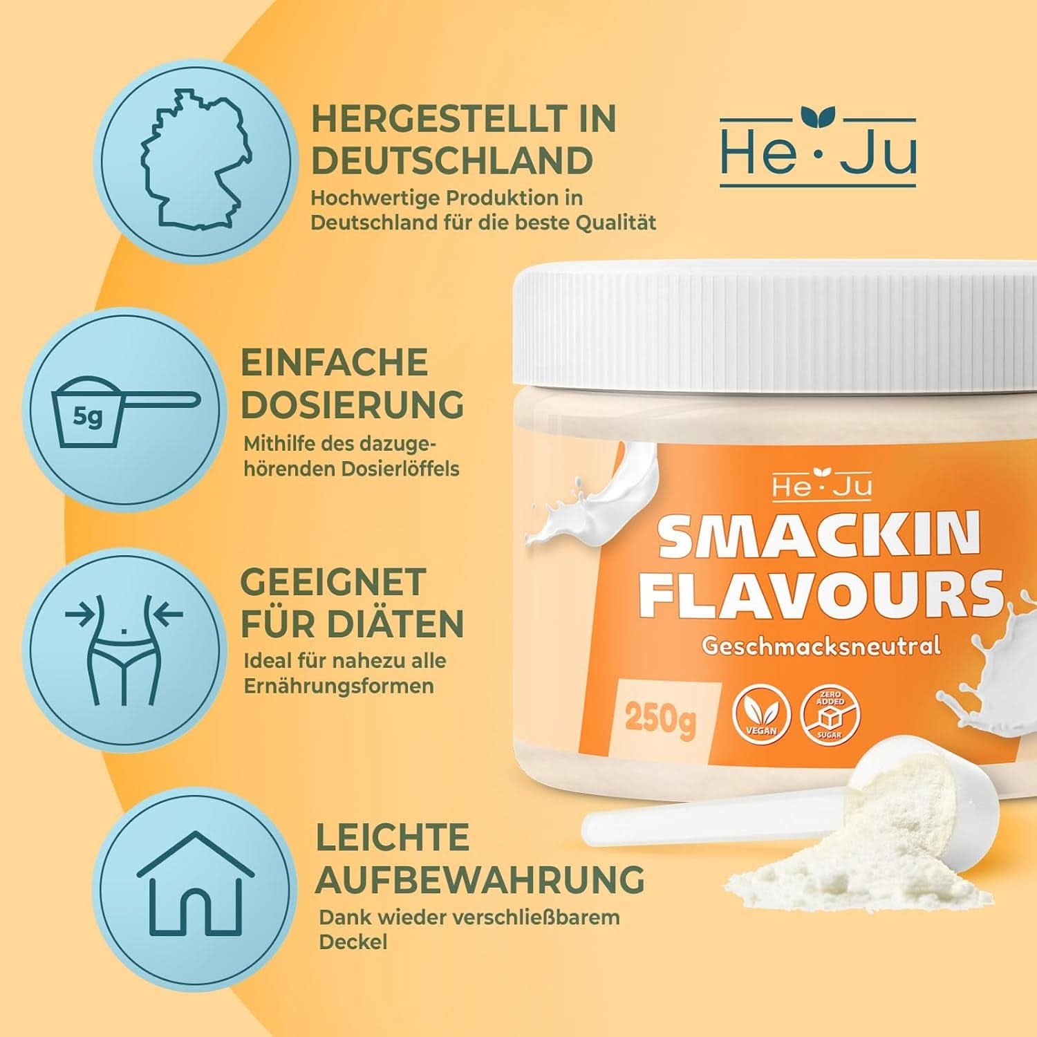 He-Ju, Poeder met neutrale smaak, 250 gram Aromas Naty Shop