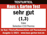 CASO Selection C 10 Thermo Design koffiezetapparaat – roestvrijstalen behuizing, 1,2 l isotherme karaf (10 kopjes), touchbediening en timer, Aroma PLUS-functie, permanent filter, antidruppelfilter