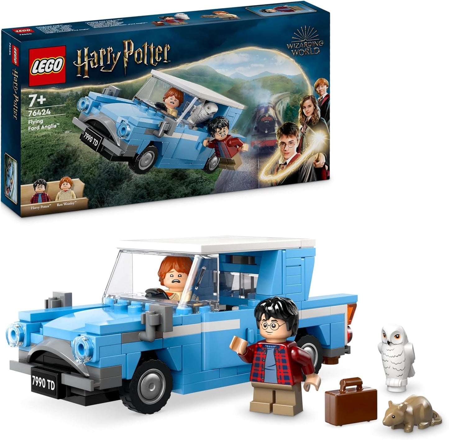 LEGO Harry Potter Vliegende Ford Engeland Bouwspeelgoedauto voor kinderen Cadeau voor jongens, meisjes en alle fans vanaf 7 jaar Set van 2 minifiguren inclusief Ron Wemel Rollenspel 76424 Bouwsets Bekijk de LEGO Store Standaardtitel