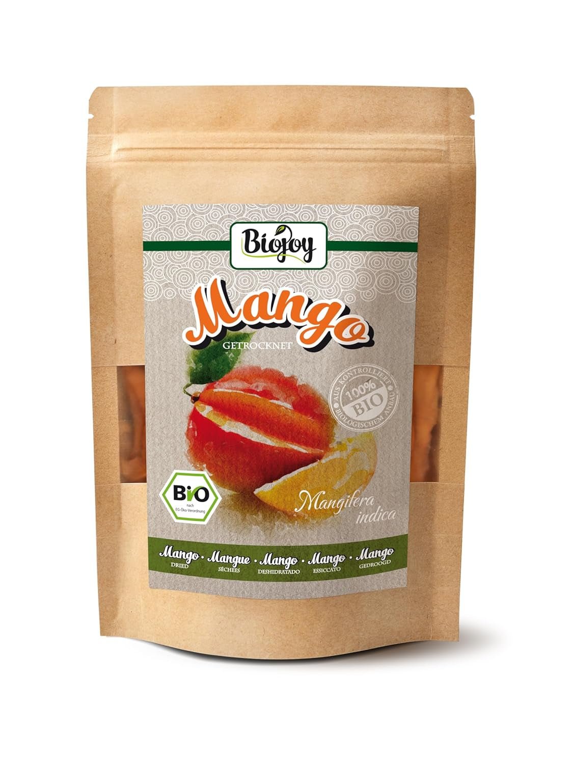 Biojoy BIO gedroogde mango (1 kg), ongezwaveld Naty Shop gedehydrateerde producten 250 G
