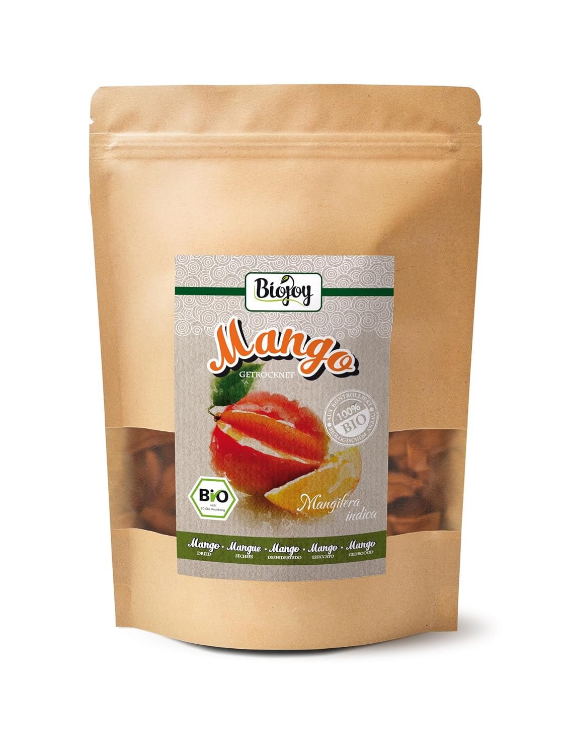 Biojoy BIO gedroogde mango (1 kg), ongezwaveld Naty Shop gedehydrateerde producten 500 G