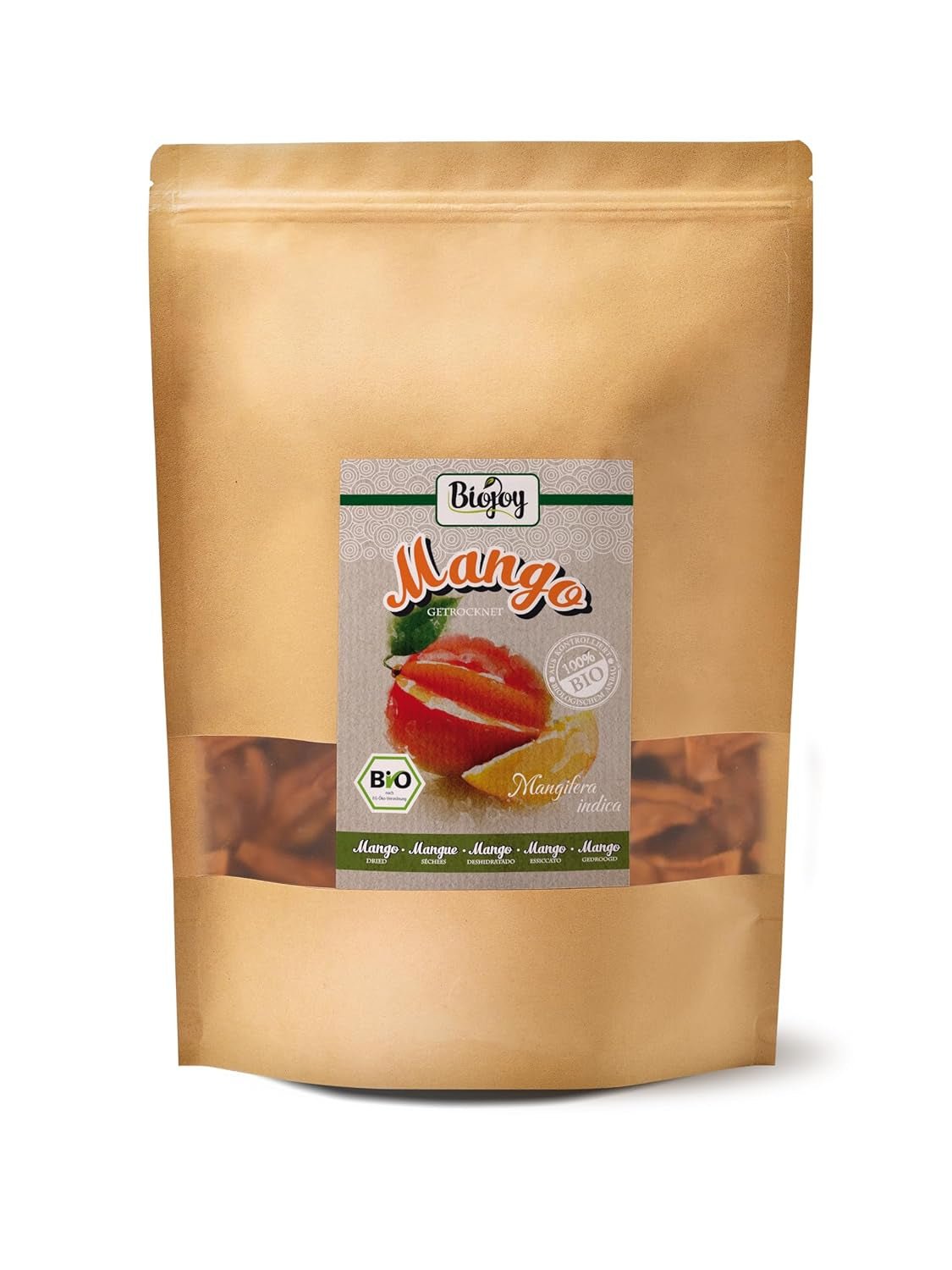 Biojoy BIO gedroogde mango (1 kg), ongezwaveld Naty Shop gedehydrateerde producten 1 kg (1 verpakking)