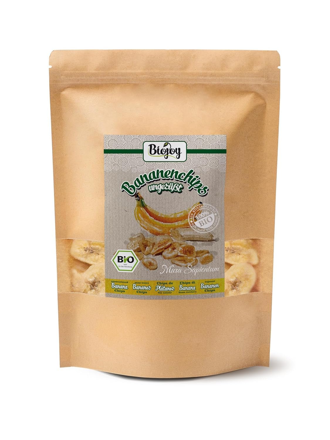 Biojoy biologische bananenchips (500 g), gedroogd en ongezwaveld Gedroogde producten Naty Shop 500 G