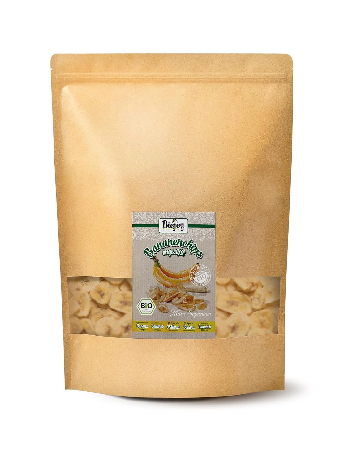 Biojoy biologische bananenchips (500 g), droog en ongezwaveld Naty Shop gedehydrateerde producten 1 kg (1 pak)