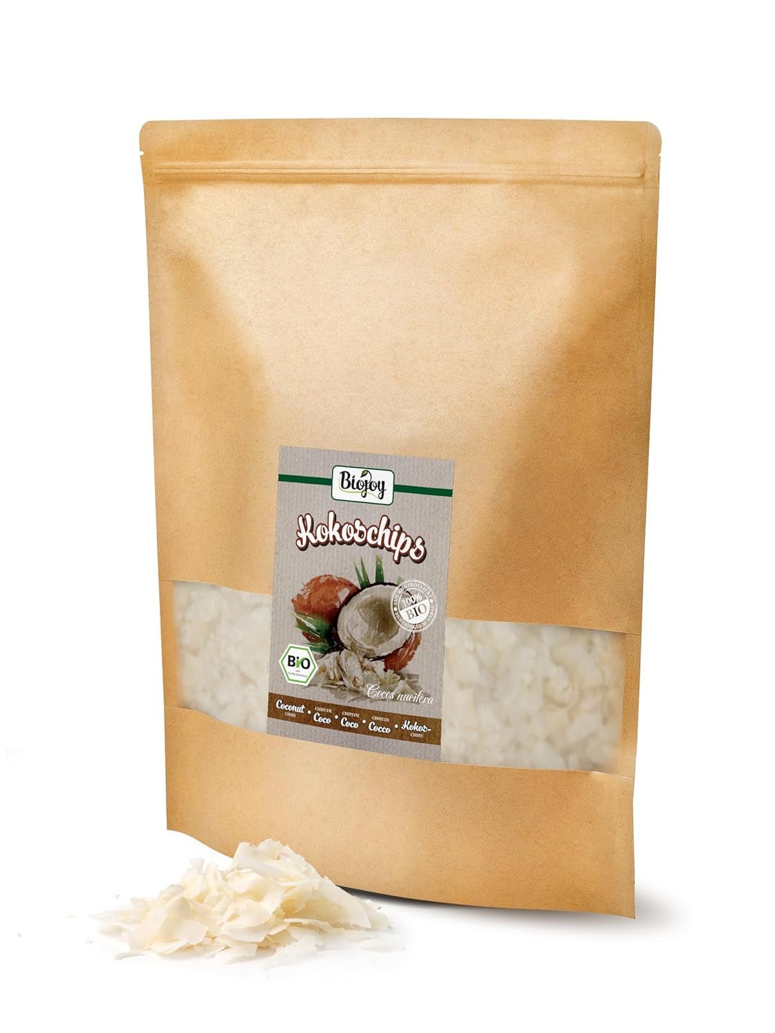 Biojoy biologische gedroogde kokoschips (1 kg), ongezoet en ongefrituurd Gedehydrateerde producten Naty Shop