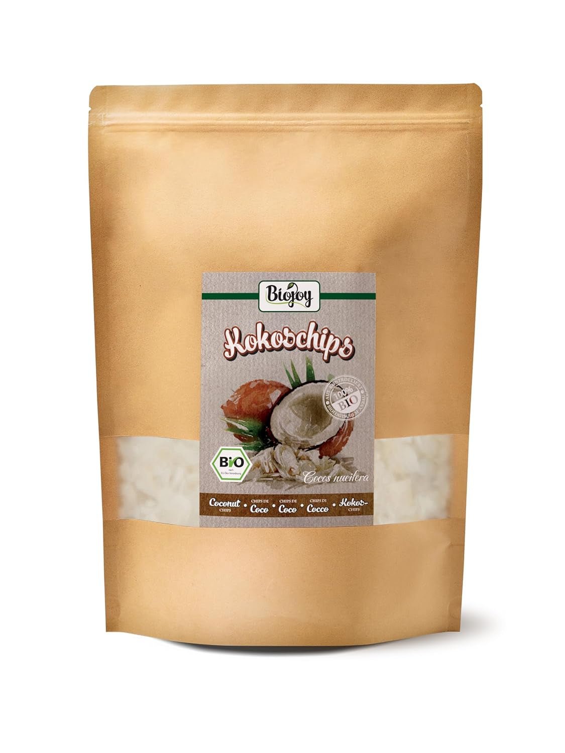 Biojoy biologische gedroogde kokoschips (1 kg), ongezoet en ongefrituurd Gedroogde producten Naty Shop 500 G