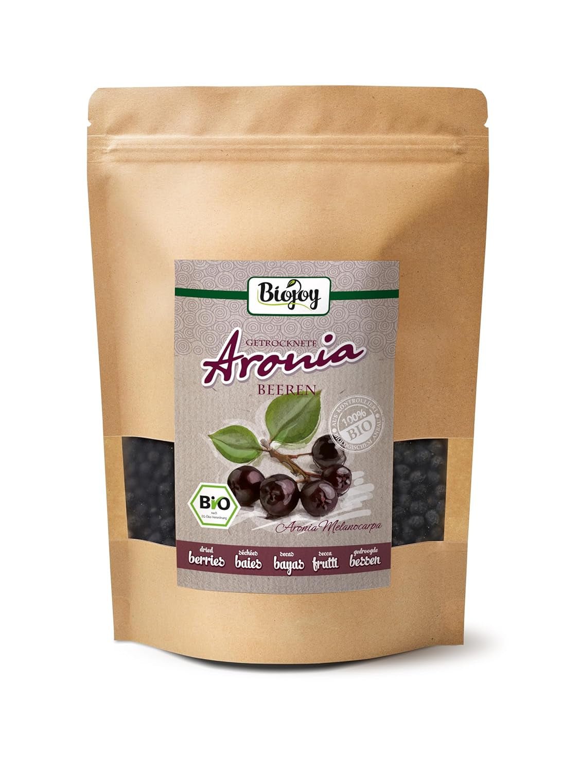 Biojoy biologische aroniavruchten (1 kg), gedroogd en heel (Aronia melanocarpa) Gedroogde producten Naty Shop 500 G