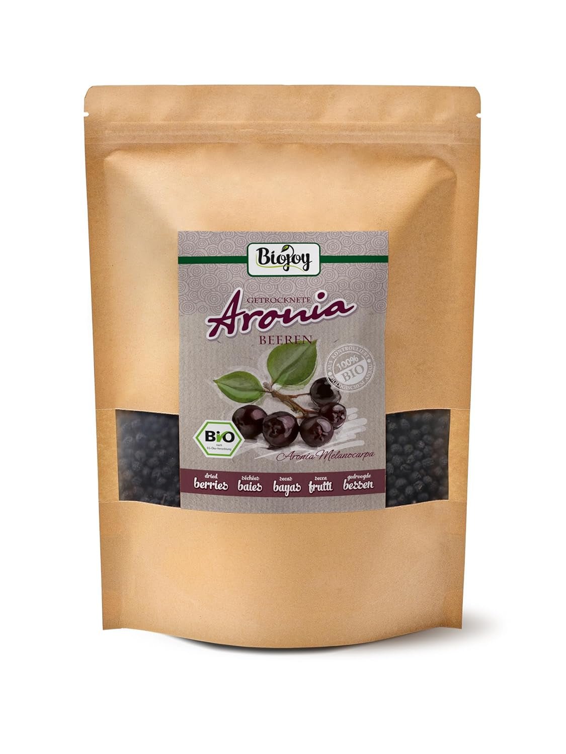 Biojoy biologische aroniavruchten (1 kg), gedroogd en heel (Aronia melanocarpa) Gedroogde producten Naty Shop 1 kg (1 verpakking)