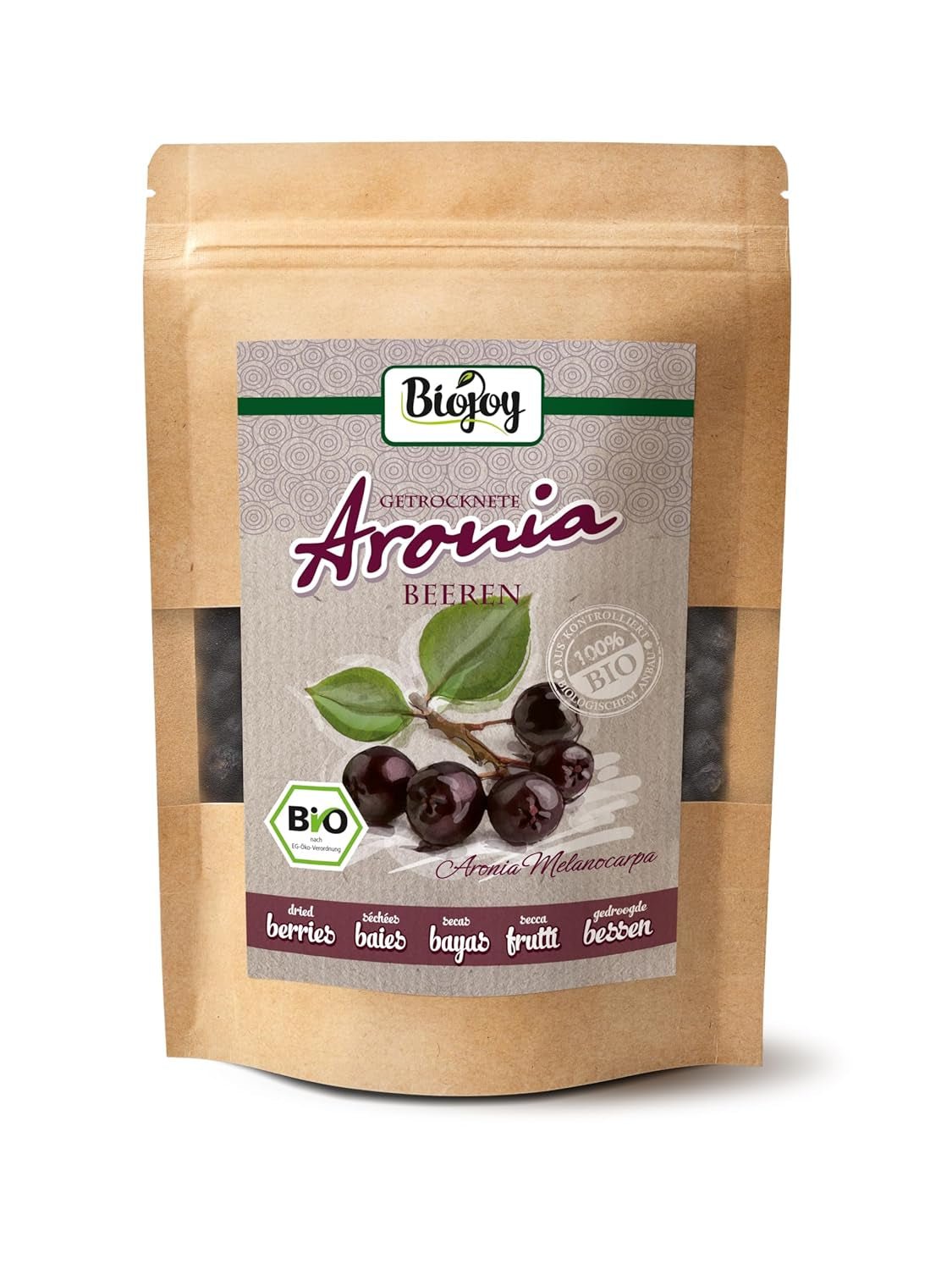 Biojoy biologische aroniavruchten (1 kg), gedroogd en heel (Aronia melanocarpa) Gedroogde producten Naty Shop 250 G