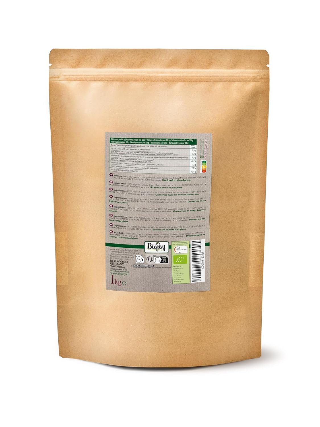 Biojoy biologische appelbesvruchten (1 kg), gedroogd en heel (Aronia melanocarpa) Gedroogde producten Naty Shop