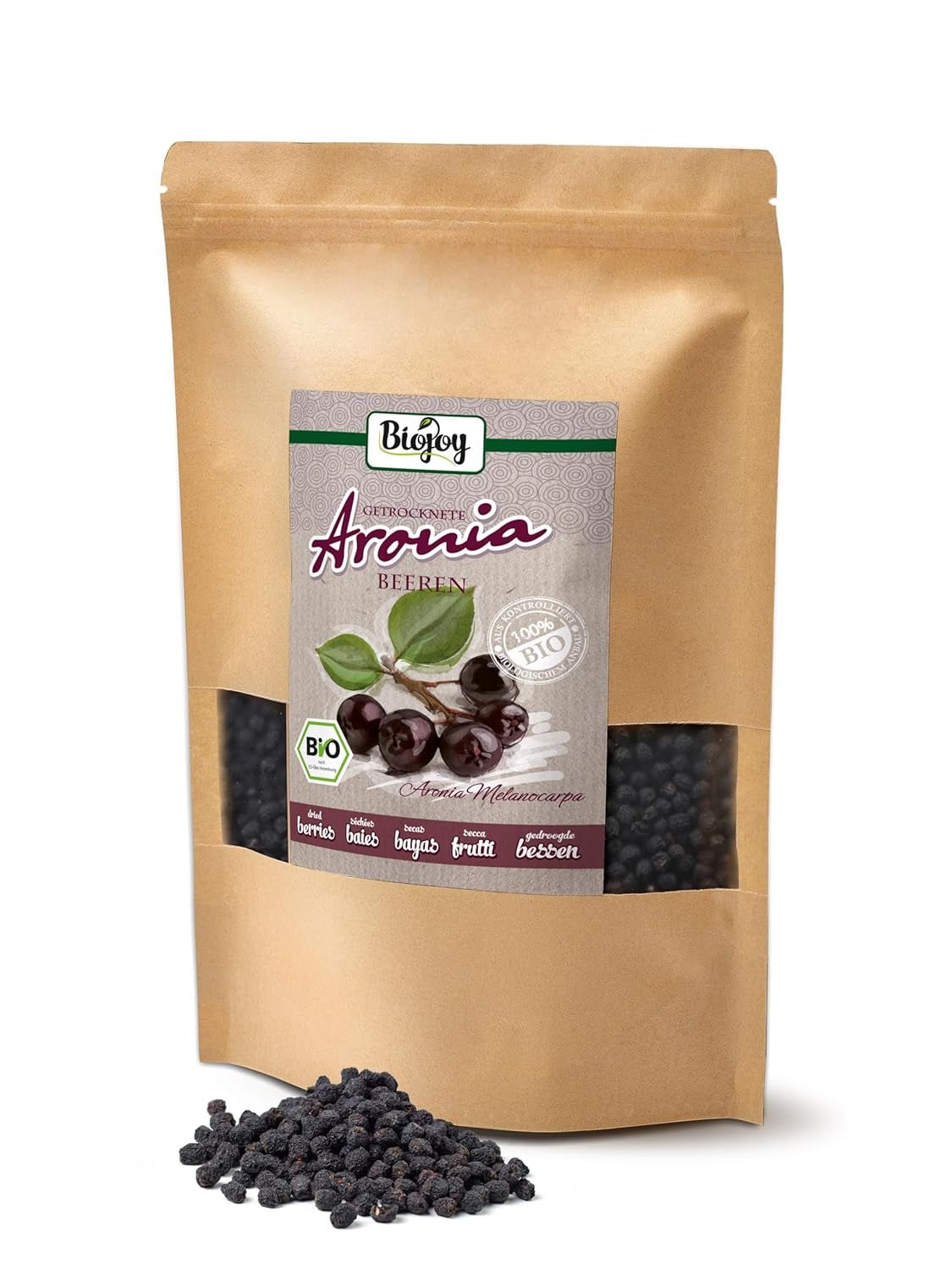 Biojoy biologische appelbesvruchten (1 kg), gedroogd en heel (Aronia melanocarpa) Gedroogde producten Naty Shop