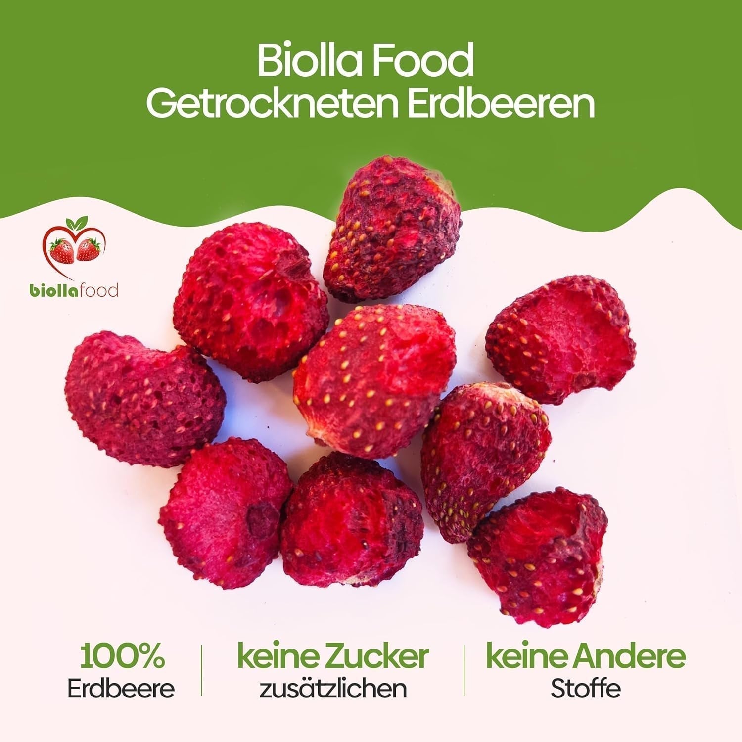 biolla food hele gedroogde aardbeien, 0,5 kg, 100% natuurlijk. Gezonde tussendoortjes voor kinderen. Ideaal voor smoothies, havermuesli, thee en pap. Lange houdbaarheid. VEGAN, GLUTENVRIJ, RAW FOOD Naty Shop Gedehydrateerde producten
