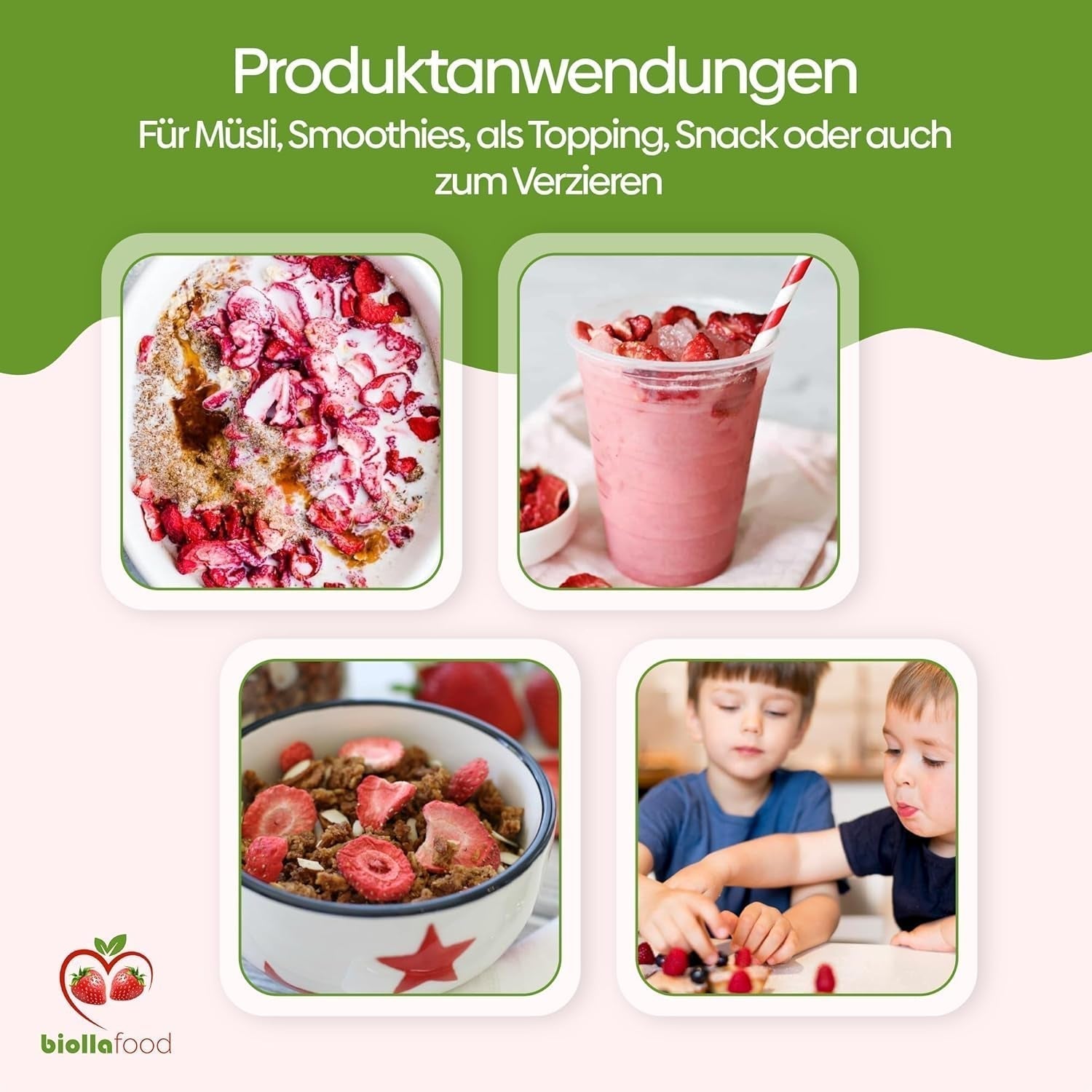 biolla food hele gedroogde aardbeien, 0,5 kg, 100% natuurlijk. Gezonde tussendoortjes voor kinderen. Ideaal voor smoothies, havermuesli, thee en pap. Lange houdbaarheid. VEGAN, GLUTENVRIJ, RAW FOOD Naty Shop Gedehydrateerde producten