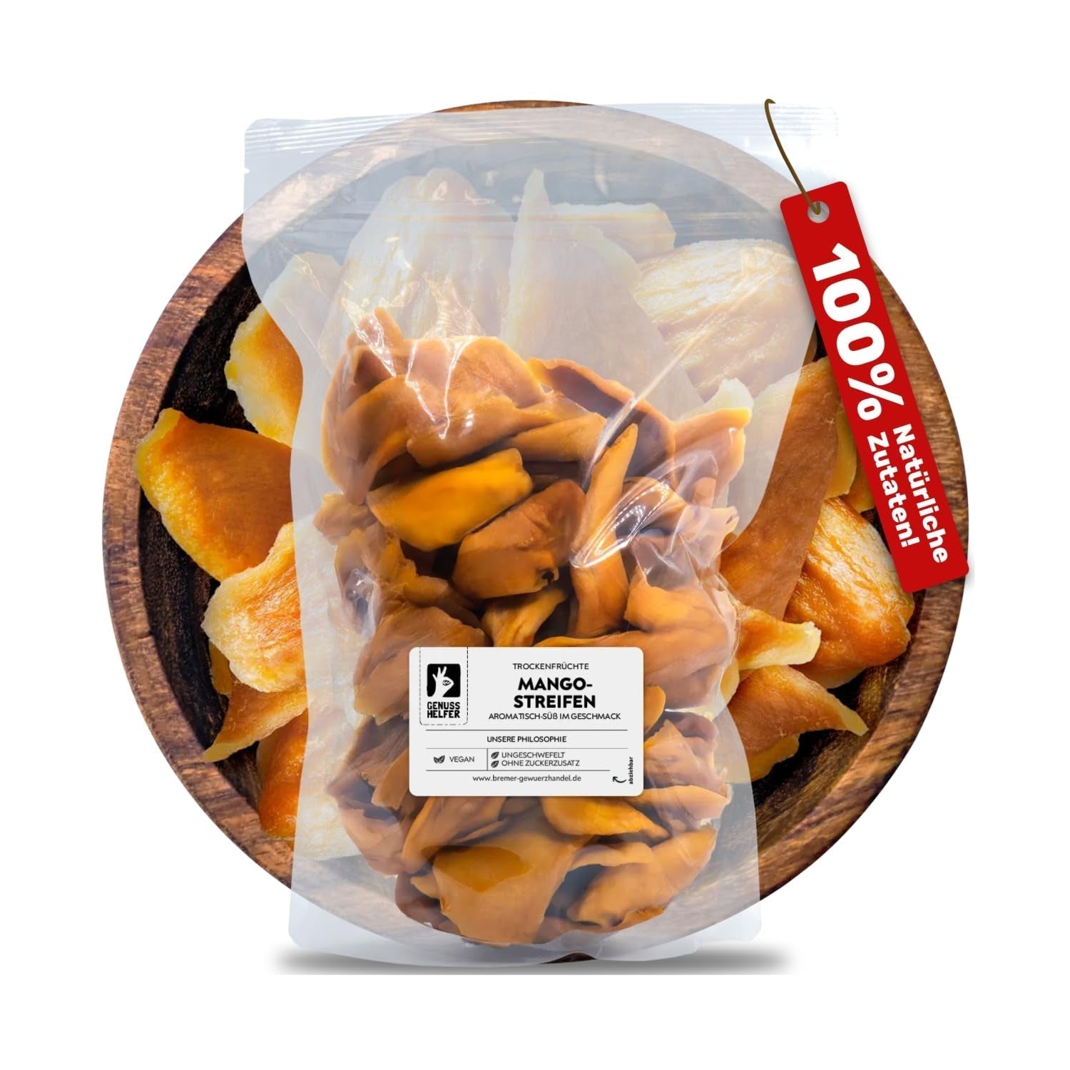 Bremer Gewürzhandel mango, gedroogde mangoreepjes, ongezwaveld, geen toegevoegde suikers, 1kg Gedroogde producten Naty Shop 1kg (1 pak)