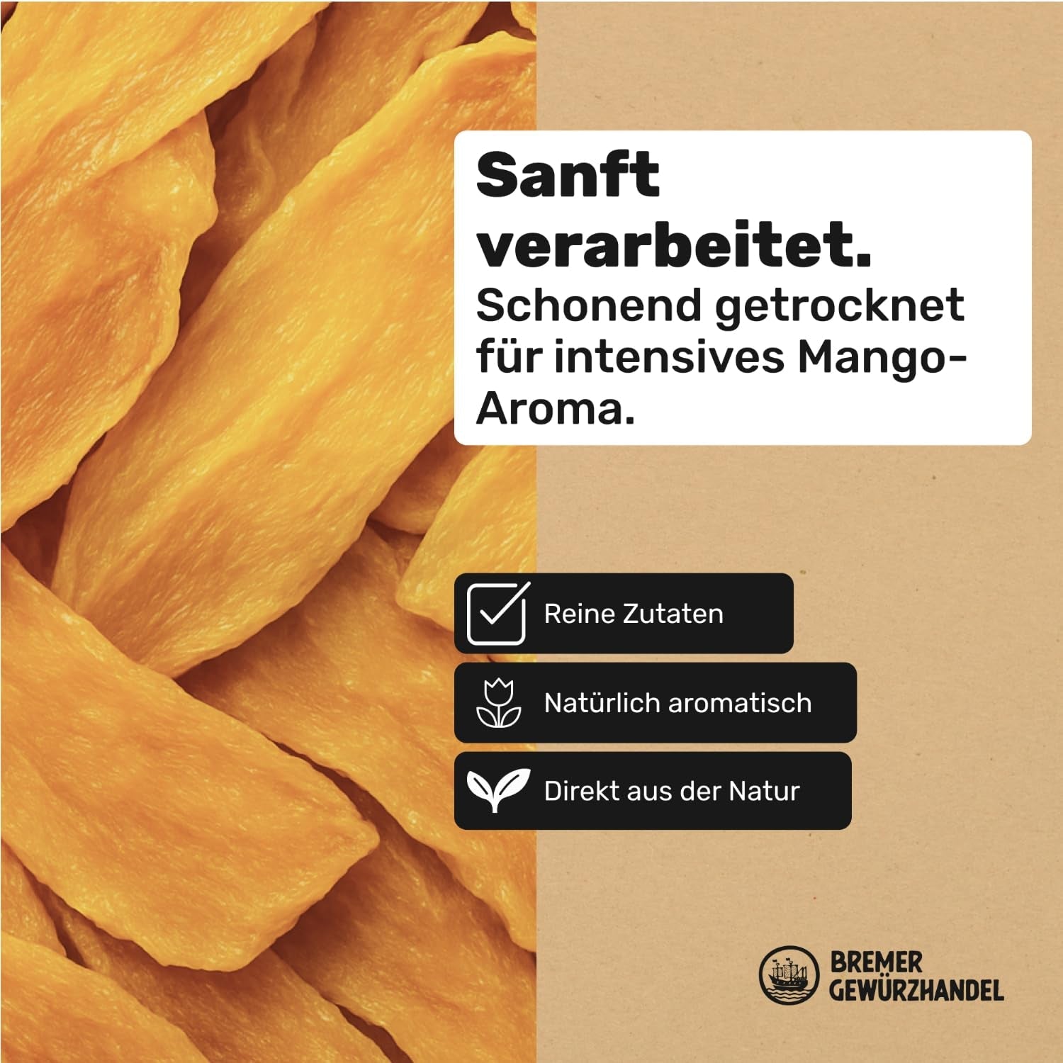 Bremer Gewürzhandel mango, gedroogde mangoreepjes, ongezwaveld, zonder toegevoegde suikers, 1kg Gedroogde producten Naty Shop