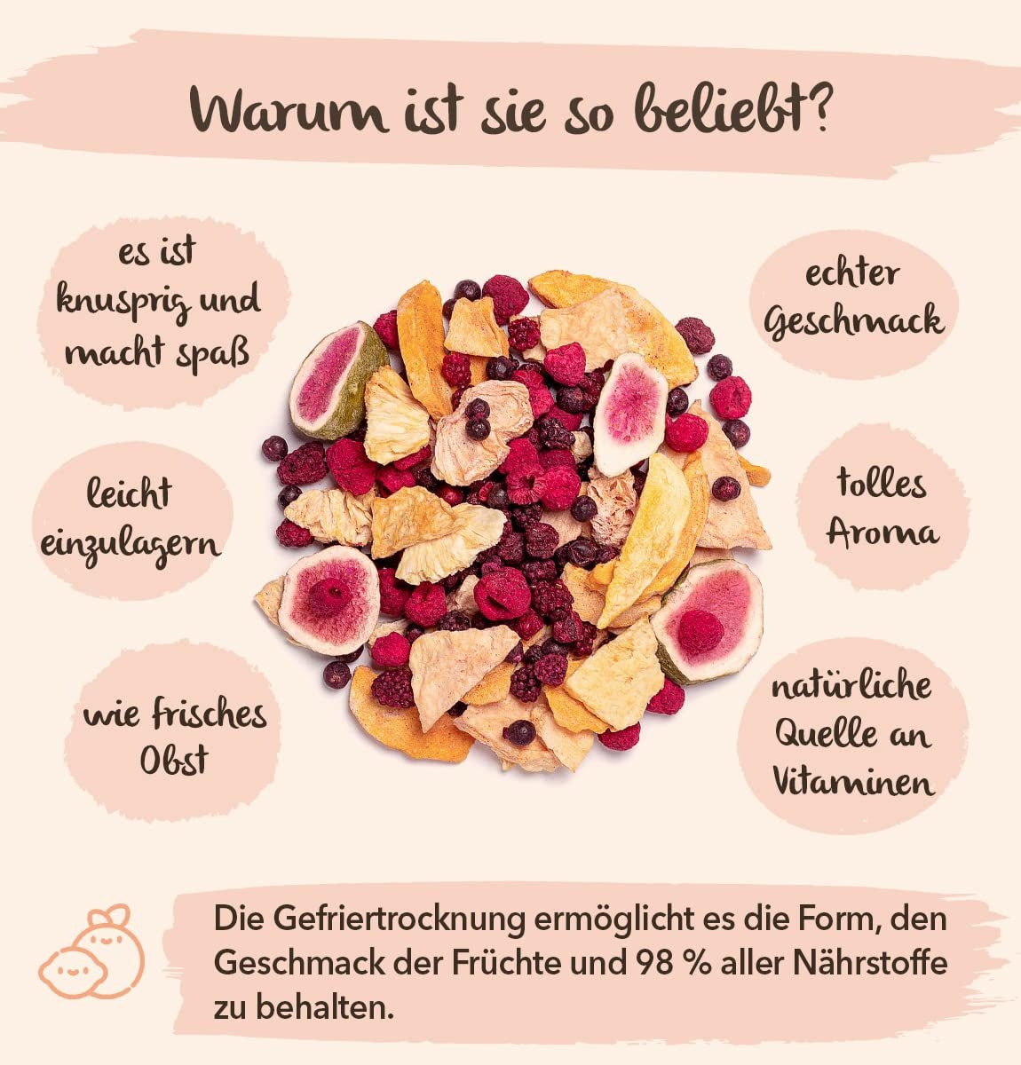 Brix Gevriesdroogd Fruit Fantastic Four (80g) - Prijs goede smaak, heerlijk en gezond tussendoortje, droog knapperig, rijk aan vitamines Naty Shop gedehydrateerde producten