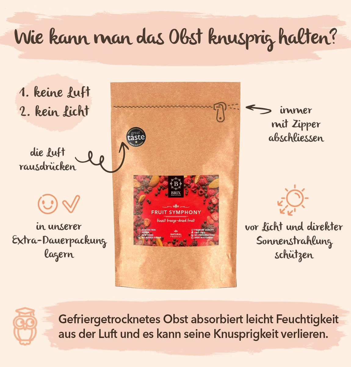 BRIX gevriesdroogd fruit | Natuurlijk mengsel van gedroogde vruchten 115g | Great Taste Award voor gedroogd fruit | Niet-GMO, glutenvrij, veganistisch, achtergehouden vitamines Naty Shop gedehydrateerde producten