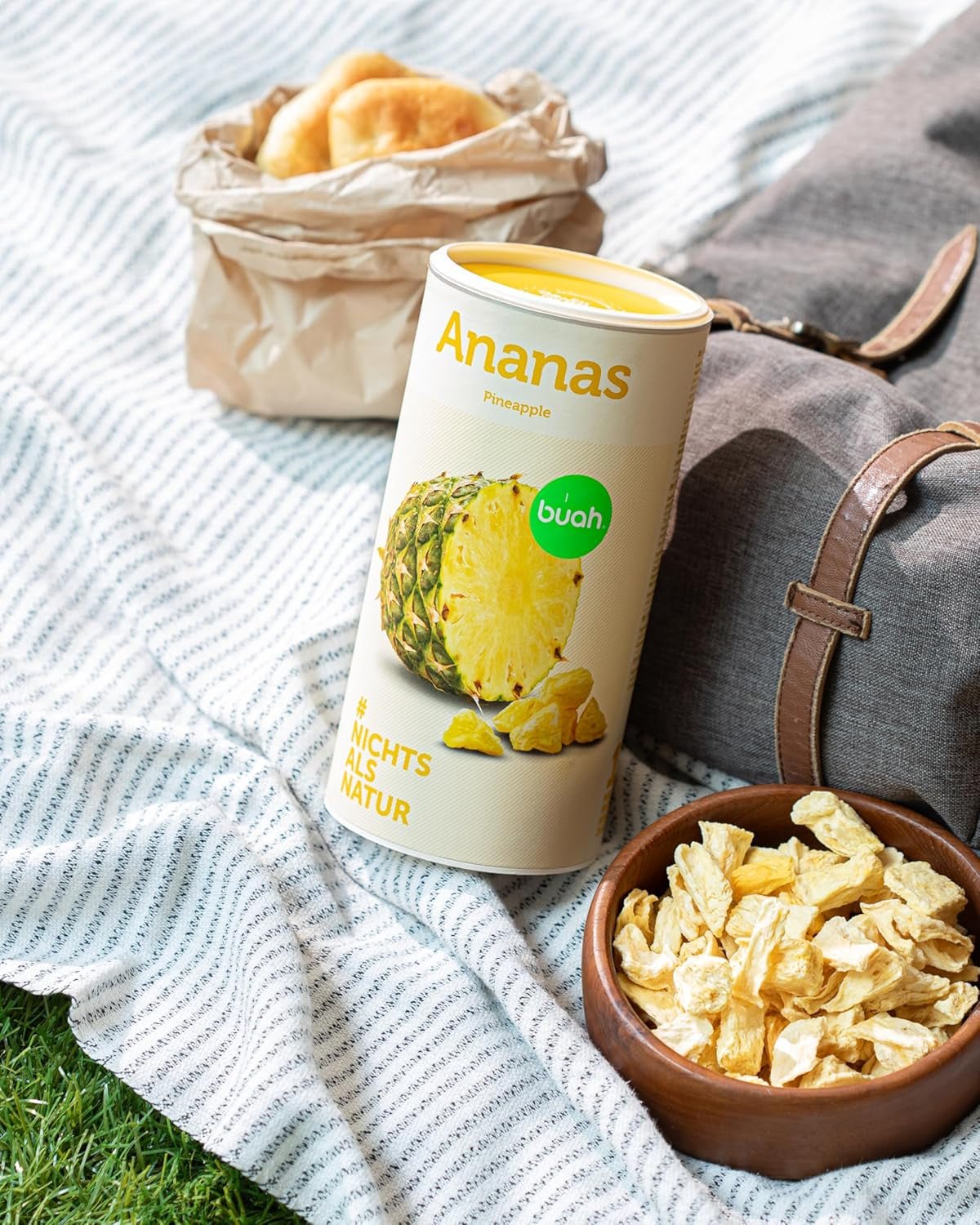 BUAH® Gevriesdroogde ananas | Ananaschips als tussendoortje of voor muesli en desserts | Ideale vervanger voor snoep | Veganistisch en zonder toegevoegde suiker | 100% gevriesdroogd fruit | 200 g Naty Shop gedehydrateerde producten