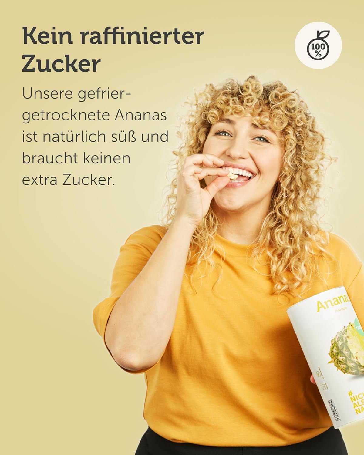 BUAH® Gevriesdroogde ananas | Ananaschips als tussendoortje of voor muesli en desserts | Ideale vervanger voor snoep | Veganistisch en zonder toegevoegde suiker | 100% gevriesdroogd fruit | 200 g Naty Shop gedehydrateerde producten