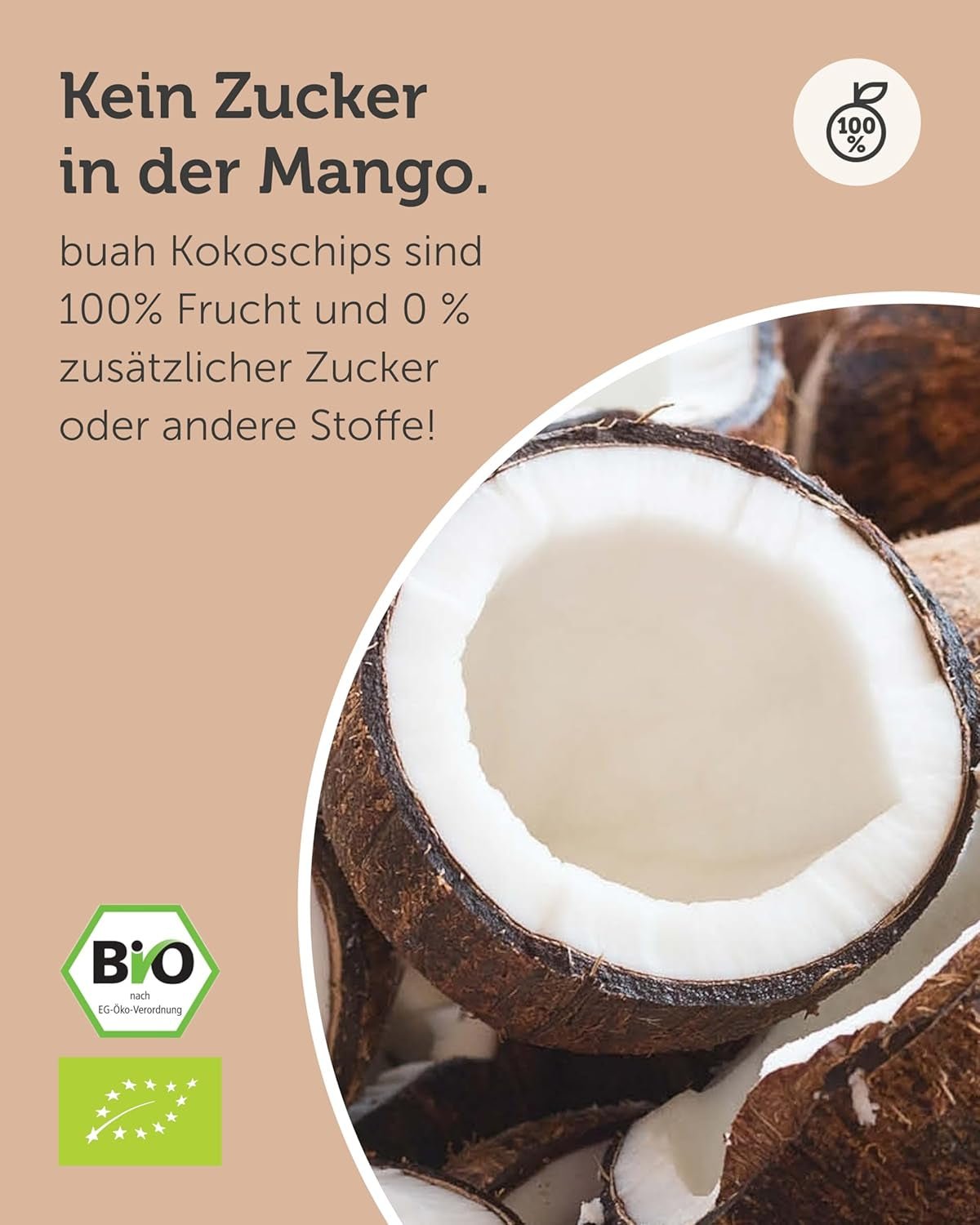 BUAH® Gedroogde Kokoschips | Biologische Kokoschips, Snack, Muesli & Bakkokoschips | Ideale vervanger voor snoep | Veganistisch en zonder toegevoegde suiker | 400 g Naty Shop gedehydrateerde producten