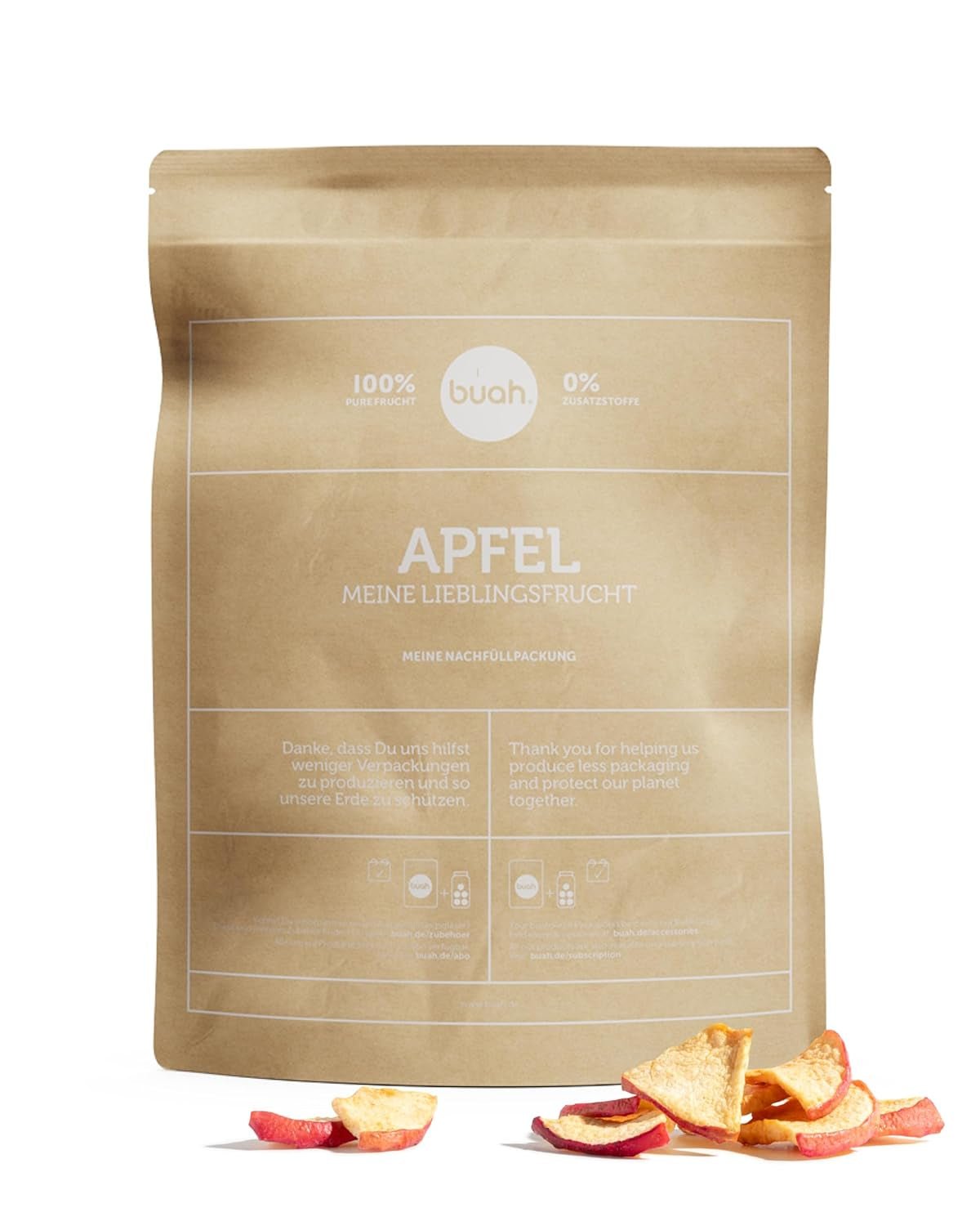 BUAH® Biologische gevriesdroogde appels | Gevriesdroogde biologische appels zonder toegevoegde suikers | 100% gevriesdroogd fruit (veganistisch glutenvrij lactosevrij) | Ideale snack (110g) Naty Shop gedehydrateerde producten 308 G