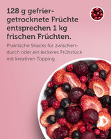 BUAH® Gevriesdroogde fruitmix | kersen, aardbeien, rode en zwarte bessen gevriesdroogd zonder toegevoegde suiker | 100% fruit | veganistisch, glutenvrij, lactosevrij (128g) Naty Shop gedehydrateerde producten