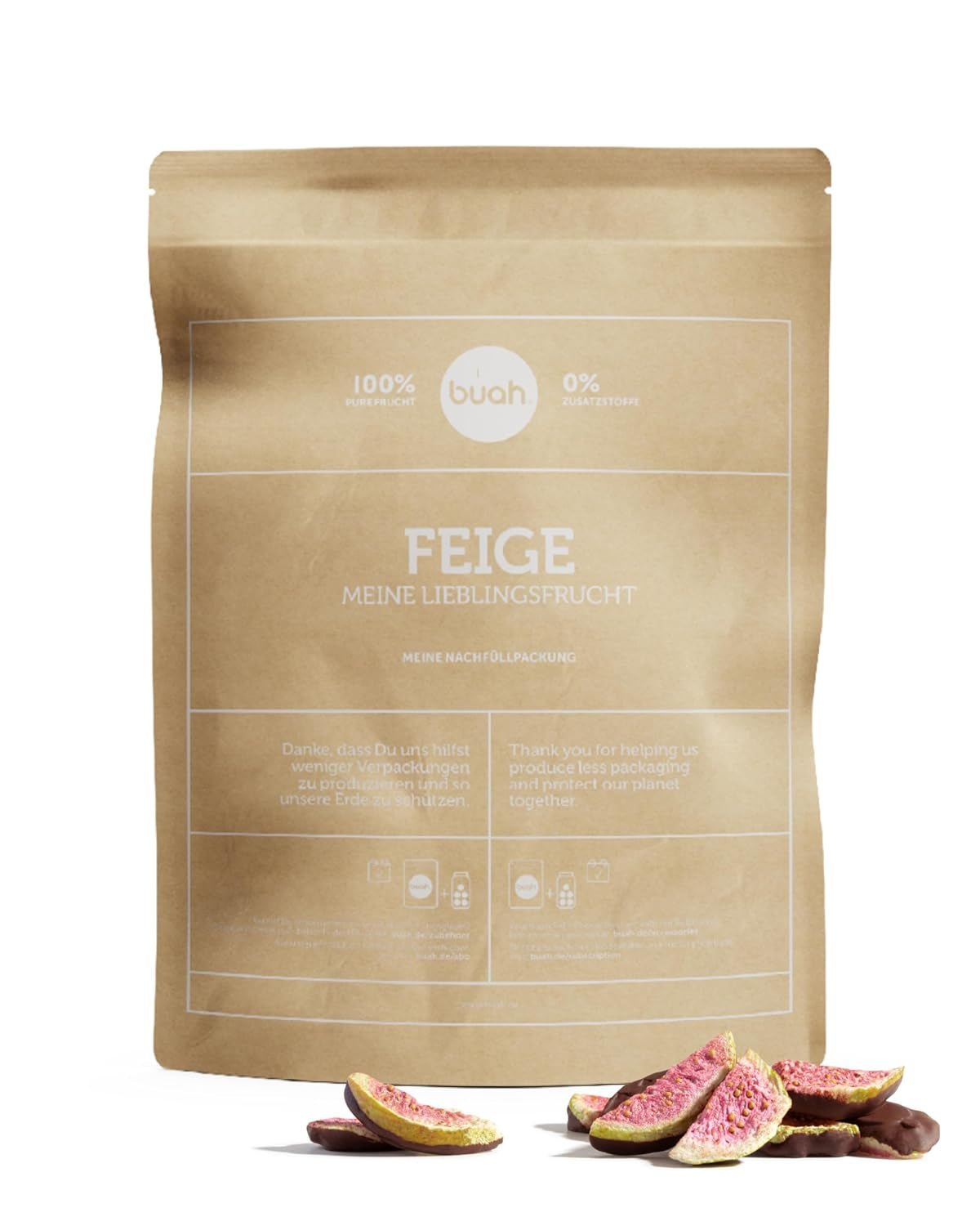 BUAH® Gevriesdroogde vijgen | Vijgenchips Als tussendoortje, voor muesli en desserts | Ideale vervanger voor snoep | Veganistisch en zonder toegevoegde suiker | 220g Naty Shop gedehydrateerde producten 410 G