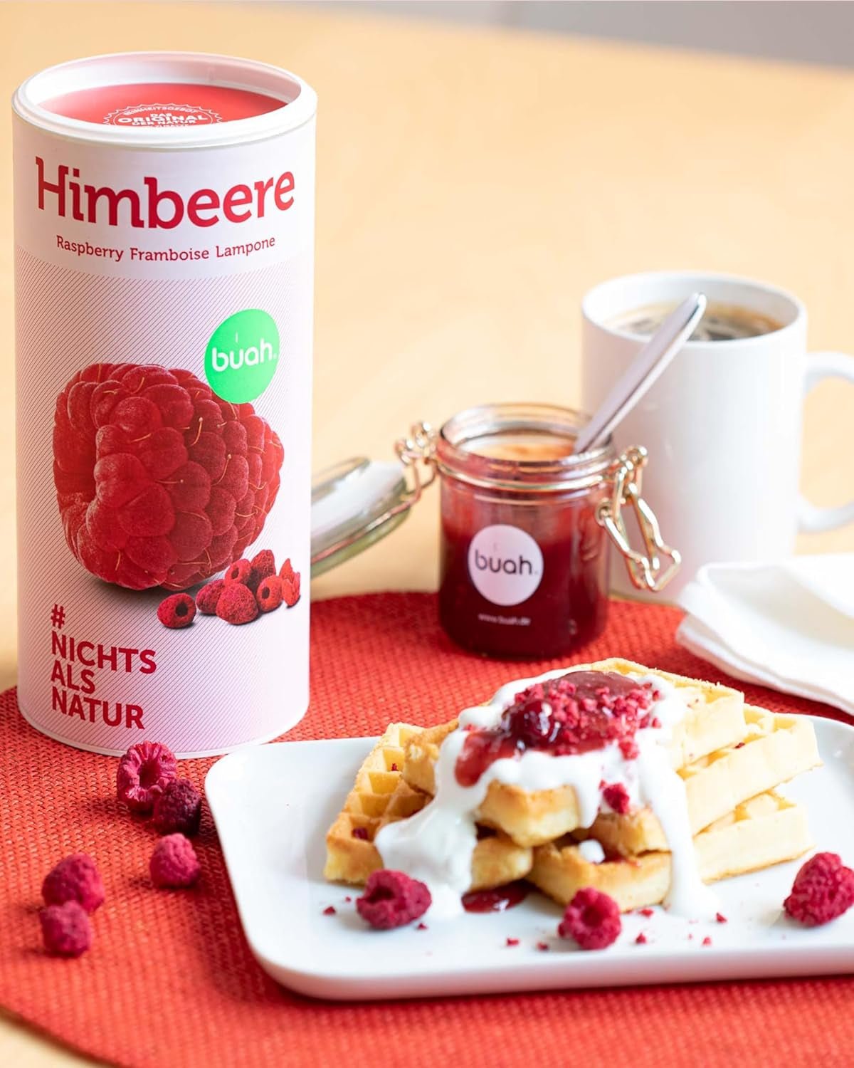 BUAH® Biologische gevriesdroogde framboos | frambozenchips als tussendoortje, voor muesli en desserts | ideale vervanger voor snoep | veganistisch en zonder toegevoegde suiker | 120g Naty Shop gedehydrateerde producten