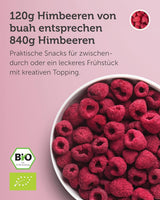 BUAH® Biologische gevriesdroogde framboos | frambozenchips als tussendoortje, voor muesli en desserts | ideale vervanger voor snoep | veganistisch en zonder toegevoegde suiker | 120g Naty Shop gedehydrateerde producten
