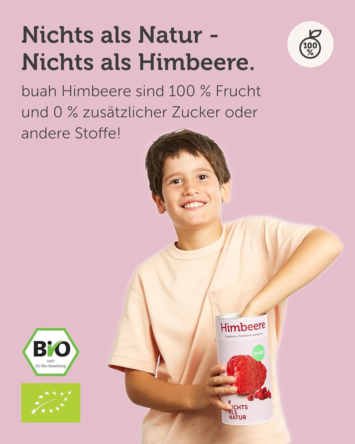 BUAH® Biologische gevriesdroogde framboos | frambozenchips als tussendoortje, voor muesli en desserts | ideale vervanger voor snoep | veganistisch en zonder toegevoegde suiker | 120g Naty Shop gedehydrateerde producten