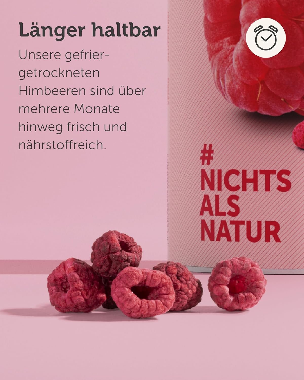 BUAH® Biologische gevriesdroogde framboos | frambozenchips als tussendoortje, voor muesli en desserts | ideale vervanger voor snoep | veganistisch en zonder toegevoegde suiker | 120g Naty Shop gedehydrateerde producten