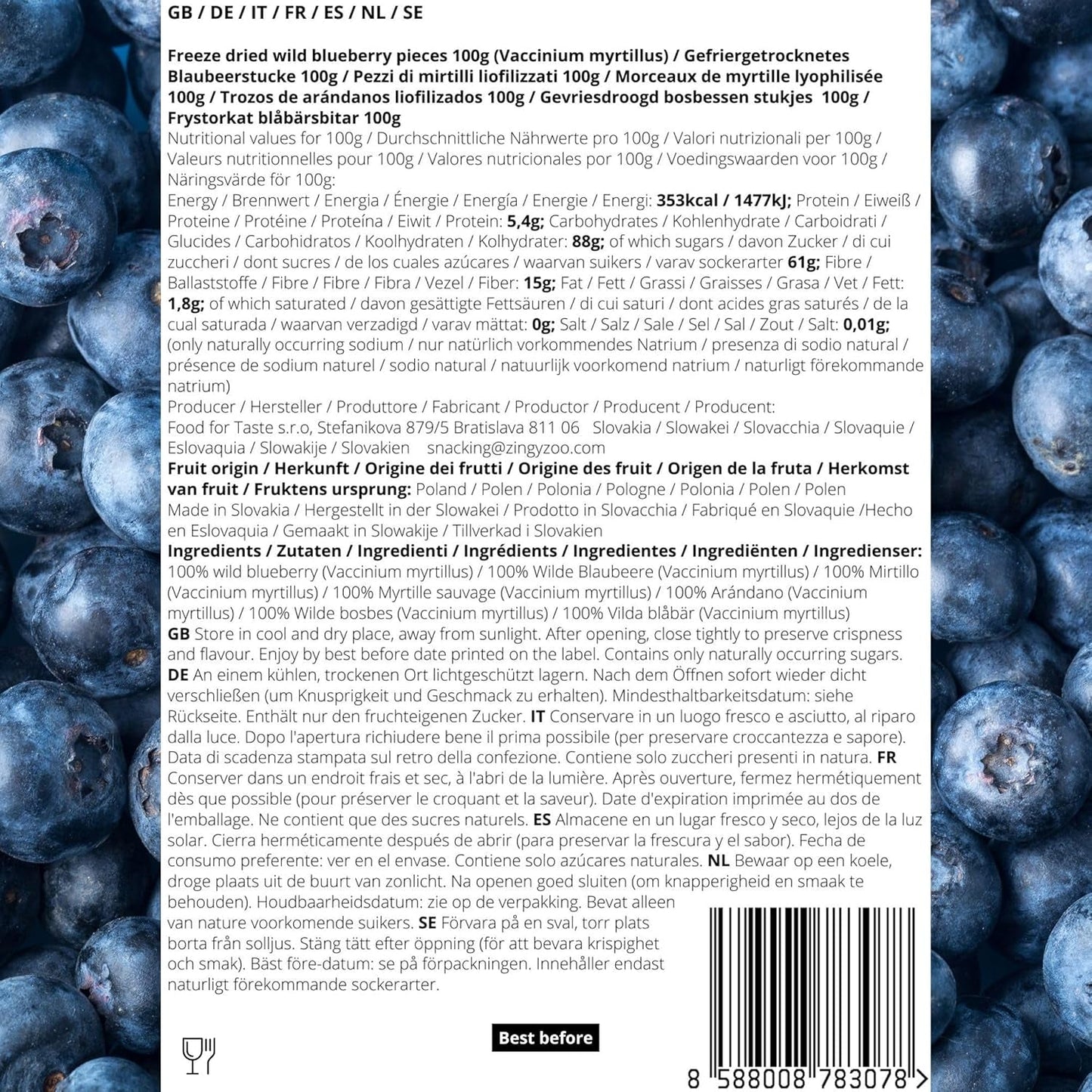 Gedroogde cranberrystukjes | 100% Vaccinium Myrtillus Gevriesdroogde wilde bosbessen | Poeder van wilde bosbessen Bosbessenfruitpoeder Gevriesdroogd Gevriesdroogd Gedroogde bosbessen Gedehydrateerde producten Naty Shop