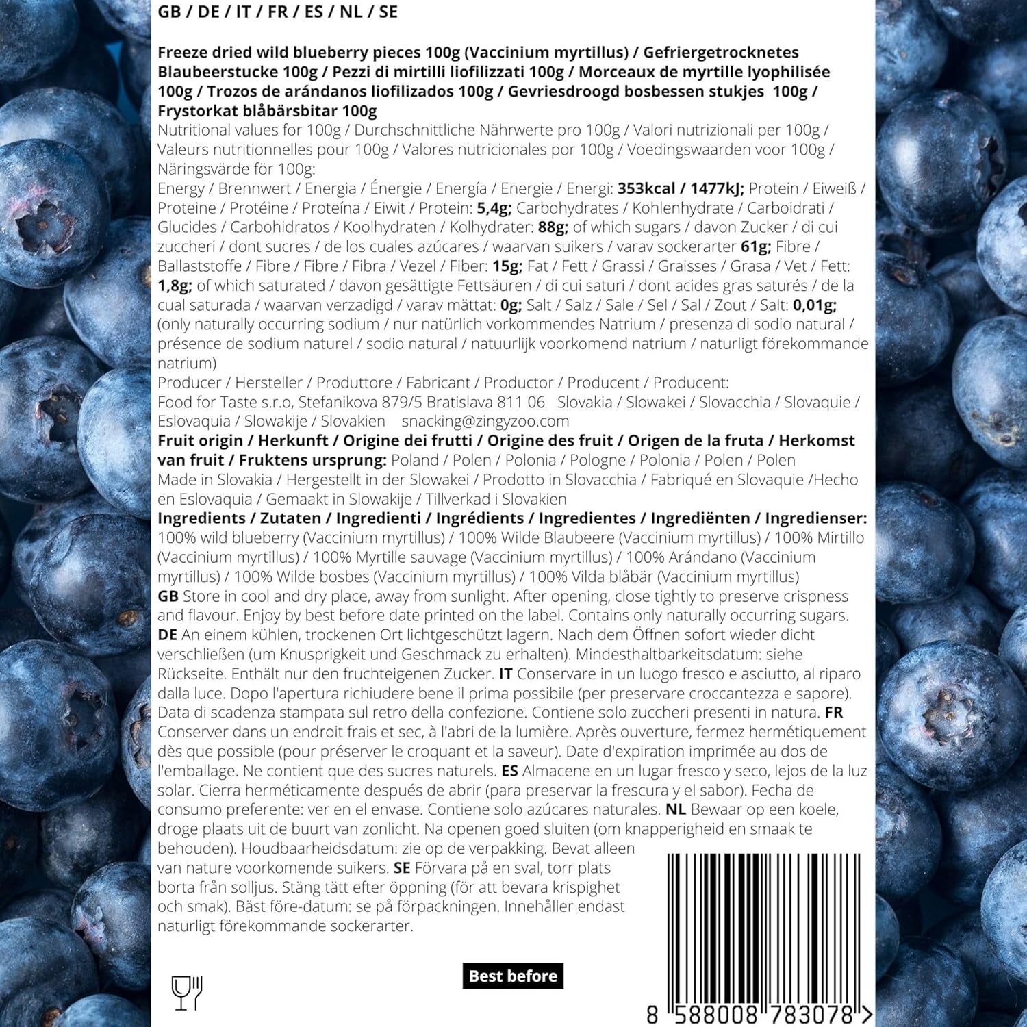 Gedroogde cranberrystukjes | 100% Vaccinium Myrtillus Gevriesdroogde wilde bosbessen | Poeder van wilde bosbessen Bosbessenfruitpoeder Gevriesdroogd Gevriesdroogd Gedroogde bosbessen Gedehydrateerde producten Naty Shop