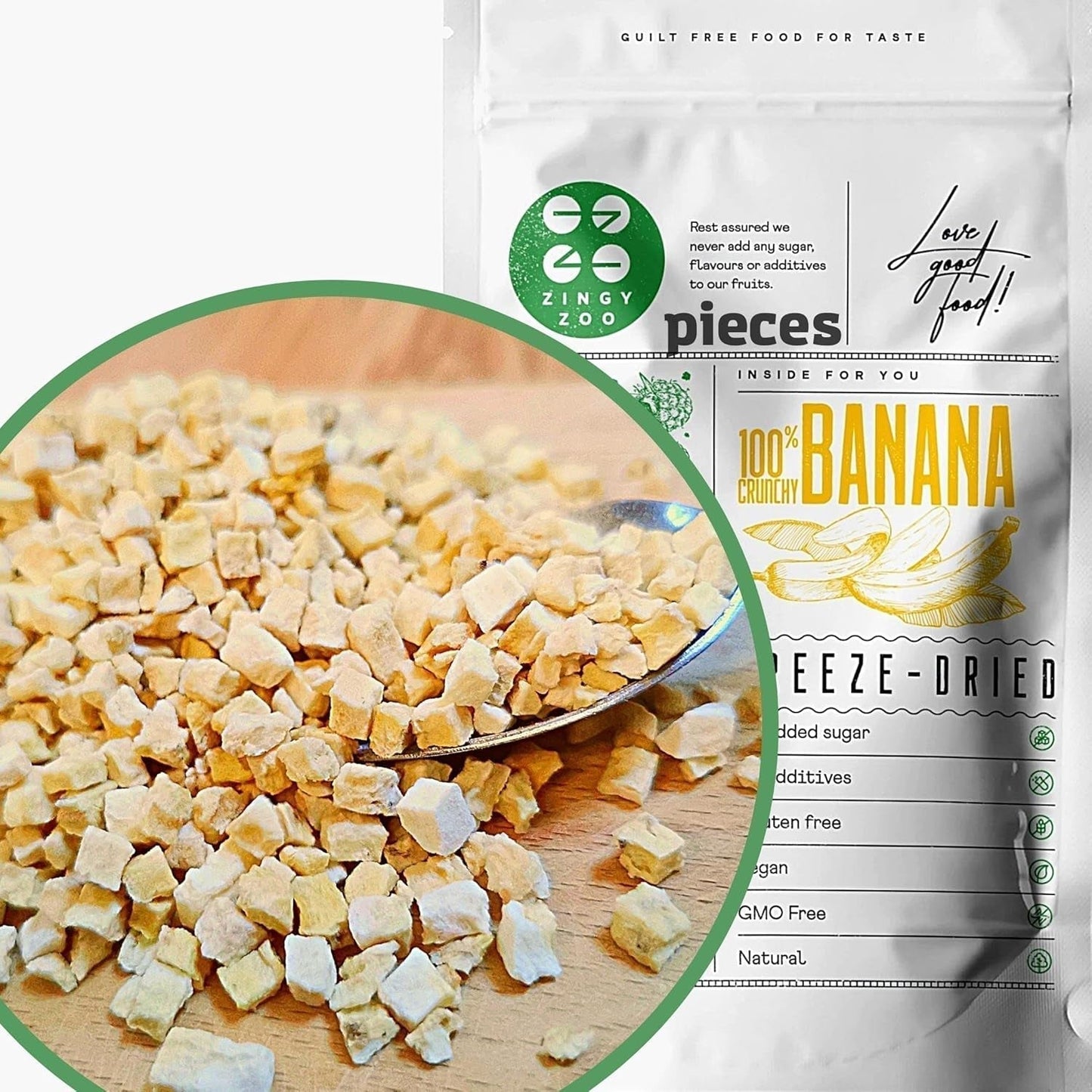 Gevriesdroogde stukjes banaan | Gedroogde bananen zonder suiker | Gevriesdroogde bananen Bananen met gedroogd fruit | Verse gevriesdroogde bananen | Gedroogd fruit Banaanstukjes invriezen Gedehydrateerde producten Naty Shop Standaardtitel