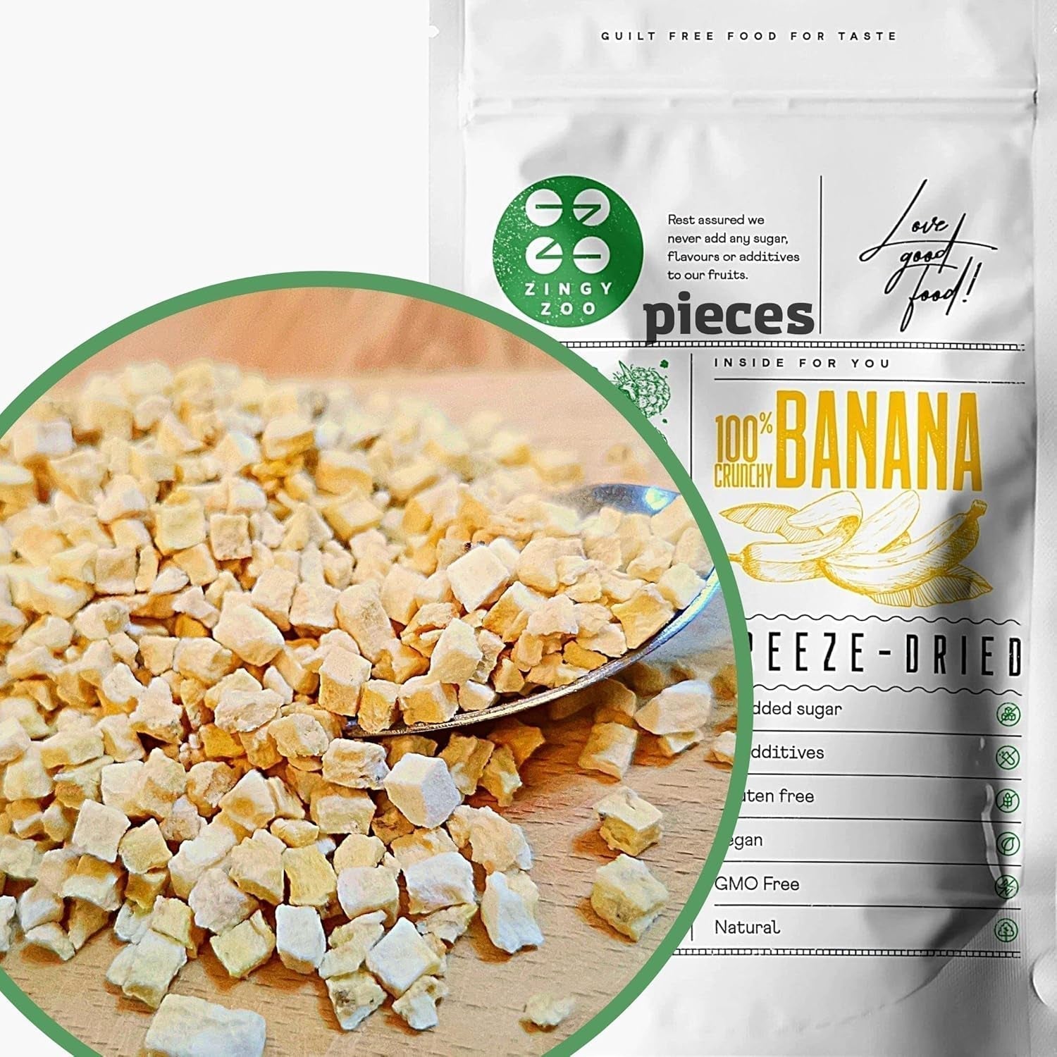 Gevriesdroogde stukjes banaan | Gedroogde bananen zonder suiker | Gevriesdroogde bananen Bananen met gedroogd fruit | Verse gevriesdroogde bananen | Gedroogd fruit Banaanstukjes invriezen Gedehydrateerde producten Naty Shop Standaardtitel