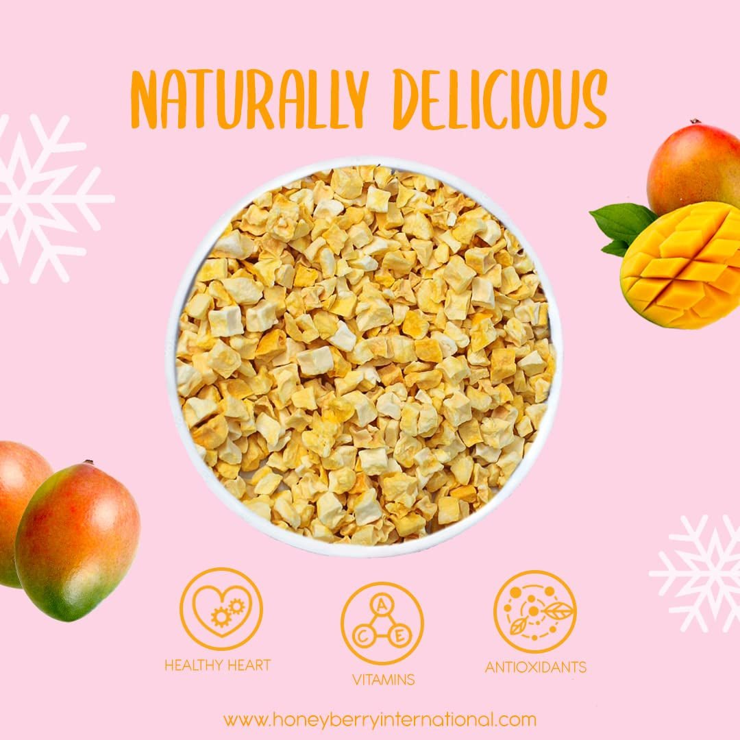 Gevriesdroogde mangostukjes 100g - Gevriesdroogd fruit - Gevriesdroogd gedroogd fruit - Gedroogde mango - Ideaal voor snacks, bakken, muesli, smoothies en desserts Gedroogde producten Naty Shop