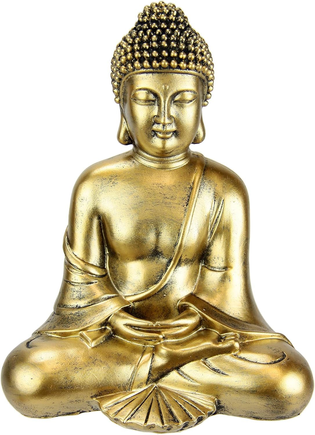 Boeddha figuur mediteren zittend beeld figuren sculptuur buste standbeeld ornament Boeddha figuur Feng Shui decoratie tuin terras balkon decoratie Boeddhabeeld woonaccessoire Boeddha beeld tuinfiguur Beeldjes en sculpturen Naty Shop Donker goud Plaatsing