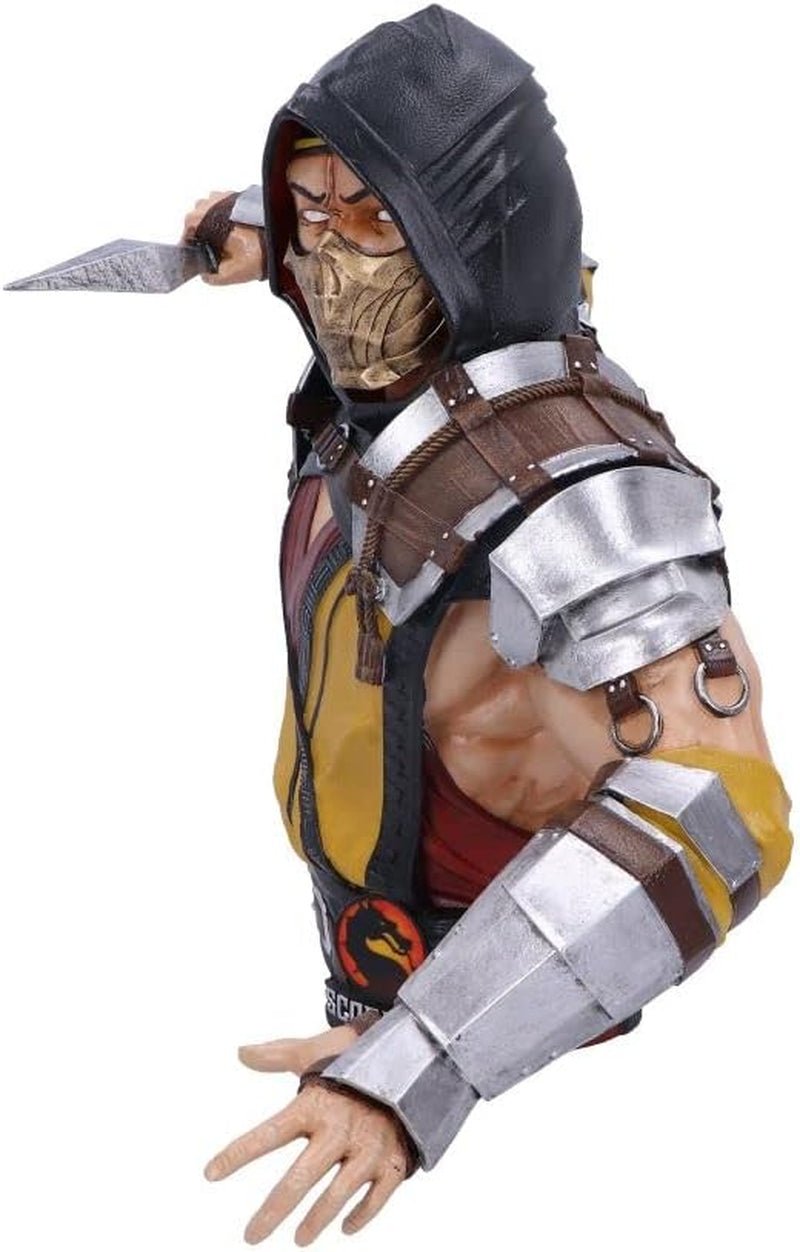 Officieel gelicentieerde Mortal Kombat Scorpion-buste, geel, 29,5 cm, beeldjes en sculpturen van synthetische hars Naty Shop