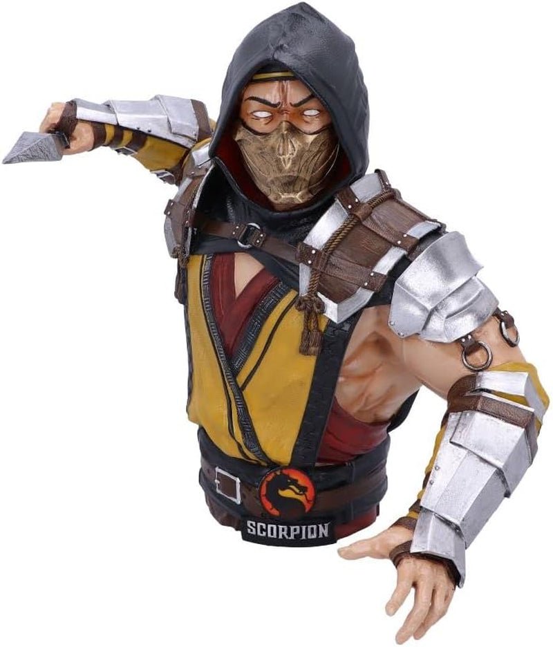 Officieel gelicentieerde Mortal Kombat Scorpion-buste, geel, 29,5 cm, beelden en sculpturen van synthetische hars Naty Shop standaardtitel