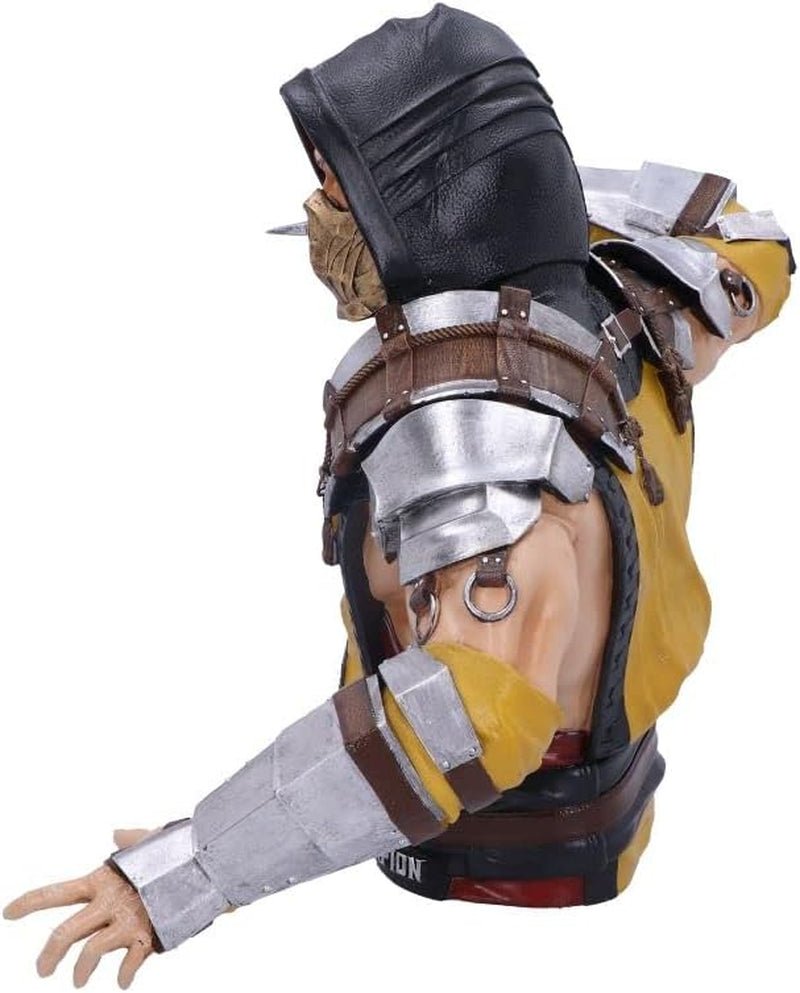 Officieel gelicentieerde Mortal Kombat Scorpion-buste, geel, 29,5 cm, beeldjes en sculpturen van synthetische hars Naty Shop
