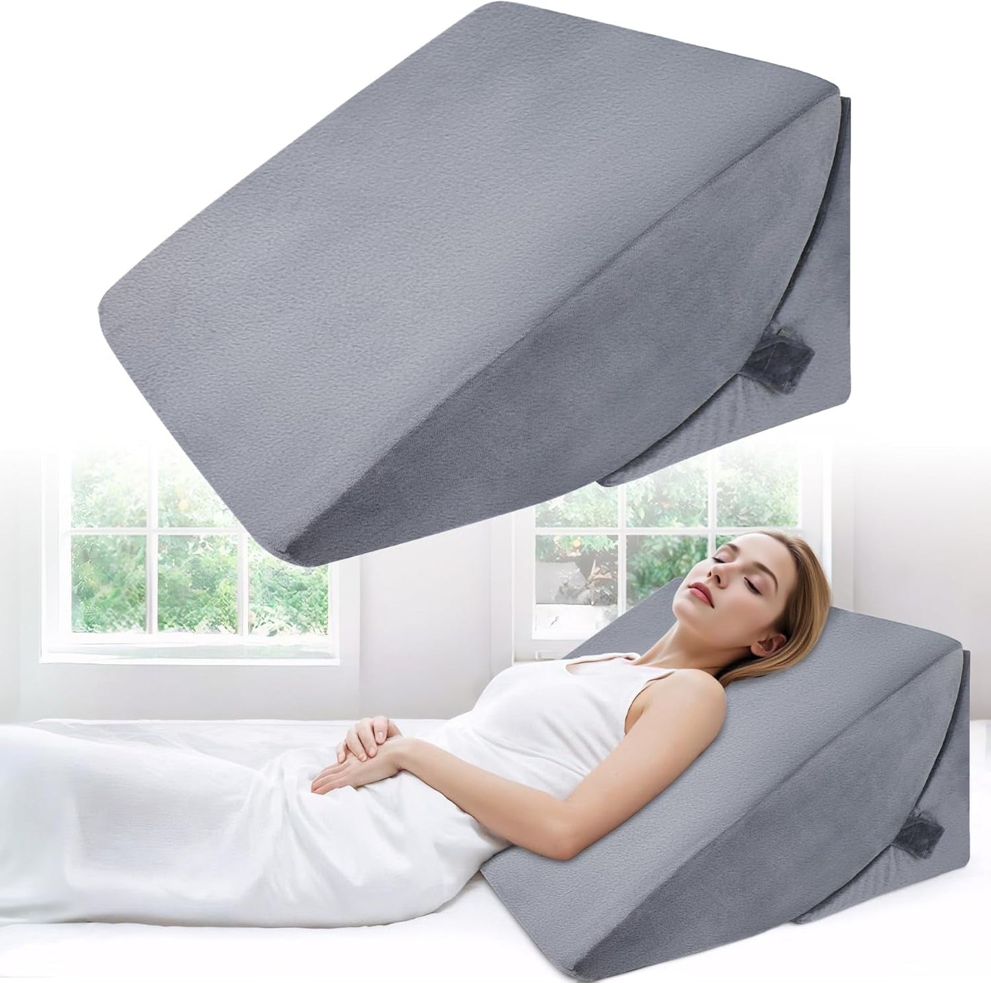 Verstelbaar verenkussen met hoge dichtheid, ergonomisch rugkussen voor bed en bank, anti-reflux leeskussen voor slapen, spelen, tv kijken (zwaar)