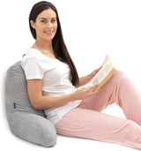 InnovaGoods Huglow leeskussen met armleuning voor bank, bed en tapijt, leeskussen met lendensteun en draaggreep, ergonomisch, voorkomt ongemak en pijn, grijs
