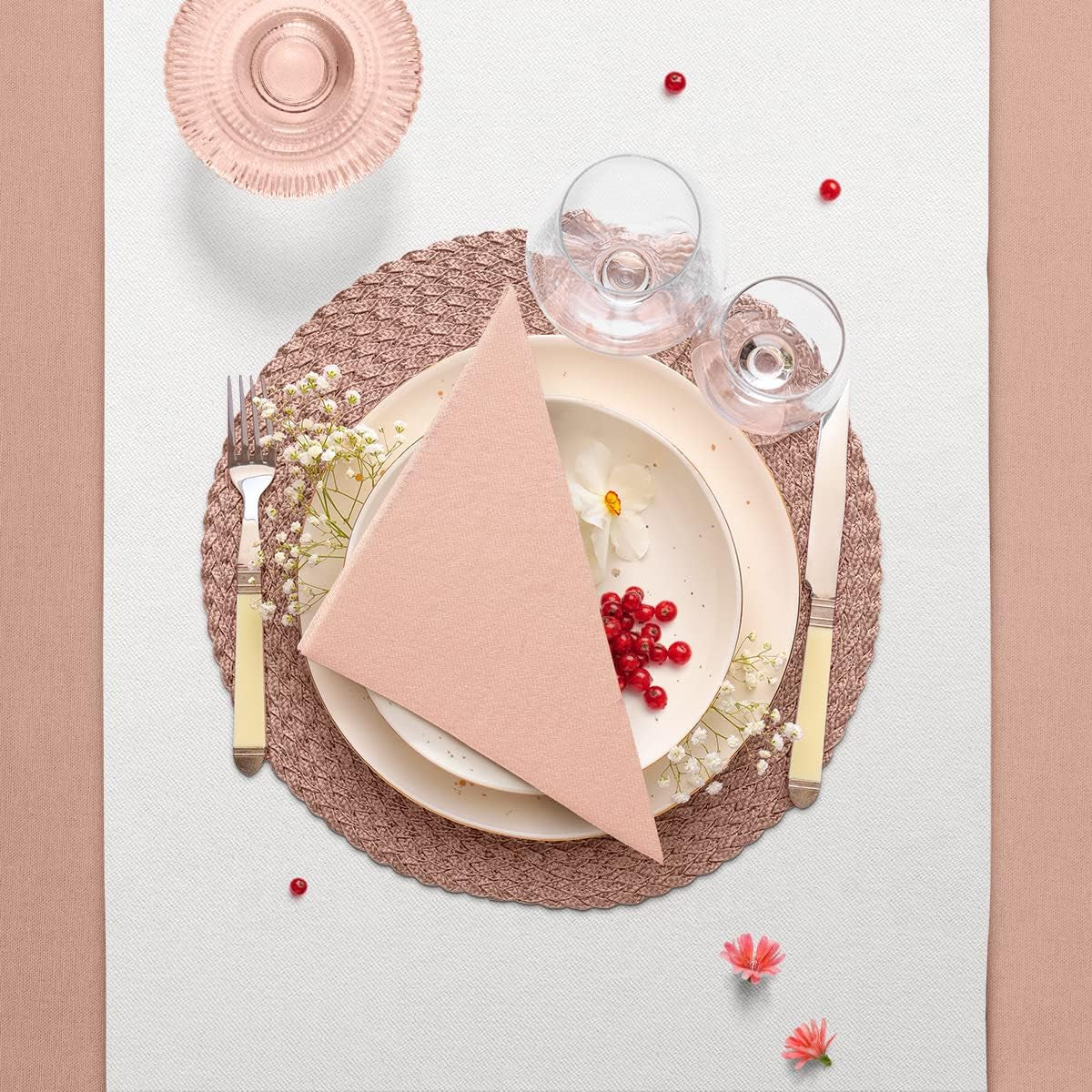 PAW - Airlaid Servetten (40 X 40 Cm) I 50 stuks I Unicolor I Stofachtig I Elegante tafeldecoratie I Horeca I Voor belangrijke gelegenheden zoals bruiloften, feesten, Kerstmis I Unicolor: Roze