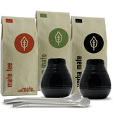 Mate theeset voor twee, biologisch ● 2 Mate kopjes + 2 bombilla's + 300 g Mate thee + bereidingsinstructies